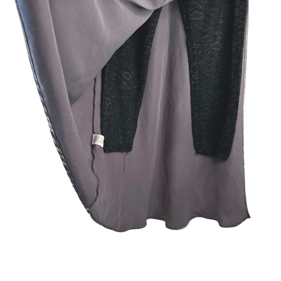 Zara Satin Effect Midi Skirt Slit with Lace Leggings Lining Gray S Whimsigoth - Picture 12 of 16